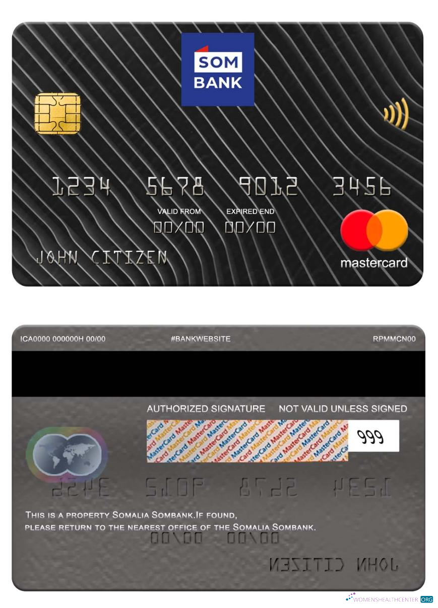 Download Somalia Sombank mastercard Photoshop template